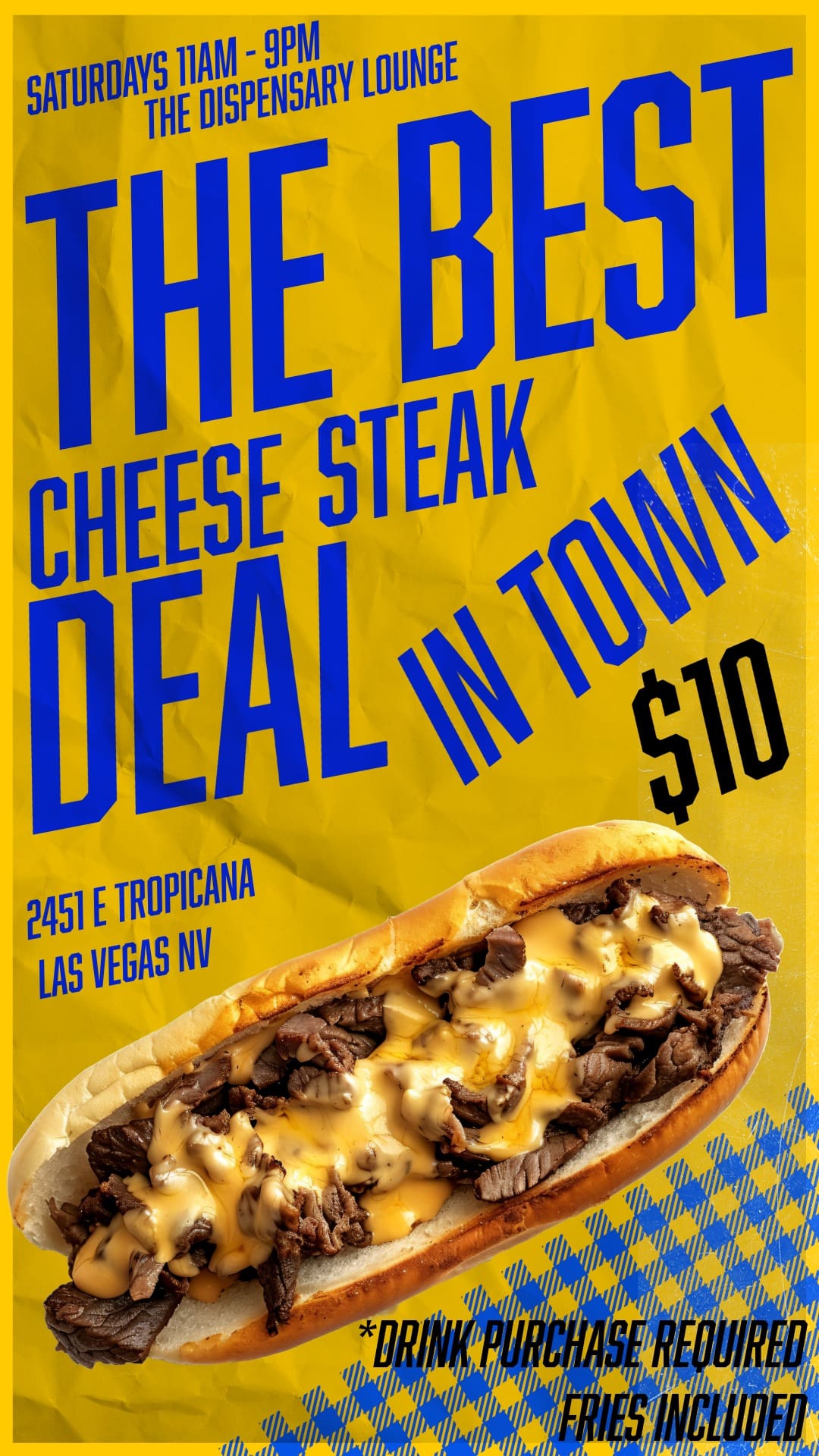 $10 Cheese Steak Deal